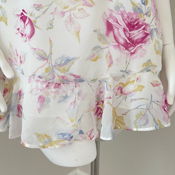 Majorelle Milkmaid Floral Mini Dress Size Small White Pink Tie Front Sunbeams - Picture 5 of 14